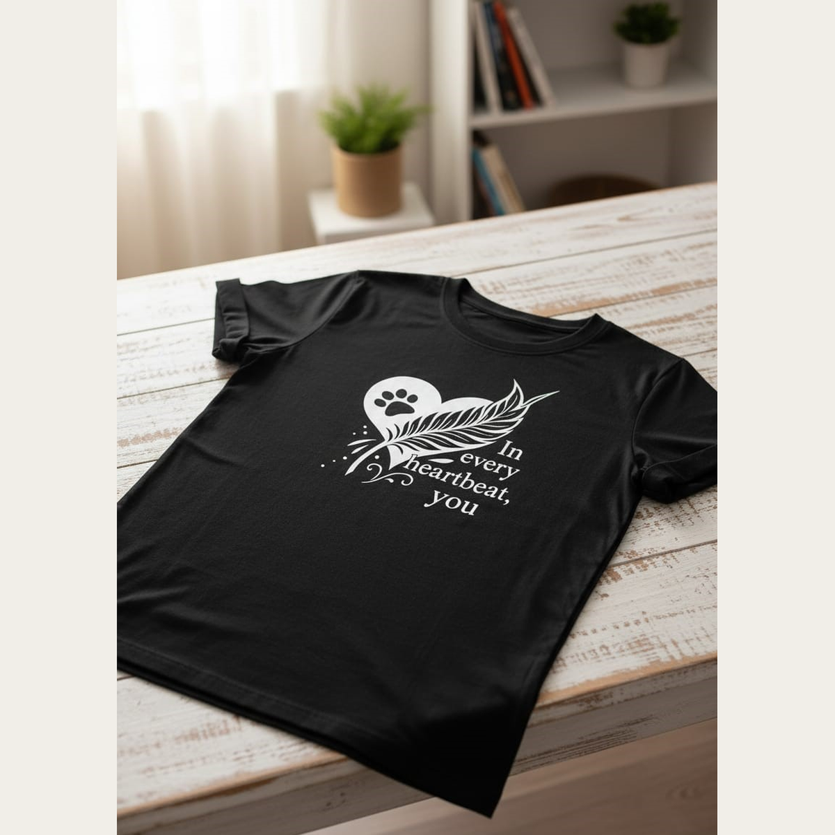 Black T-Shirt – In Every Heartbeat, You