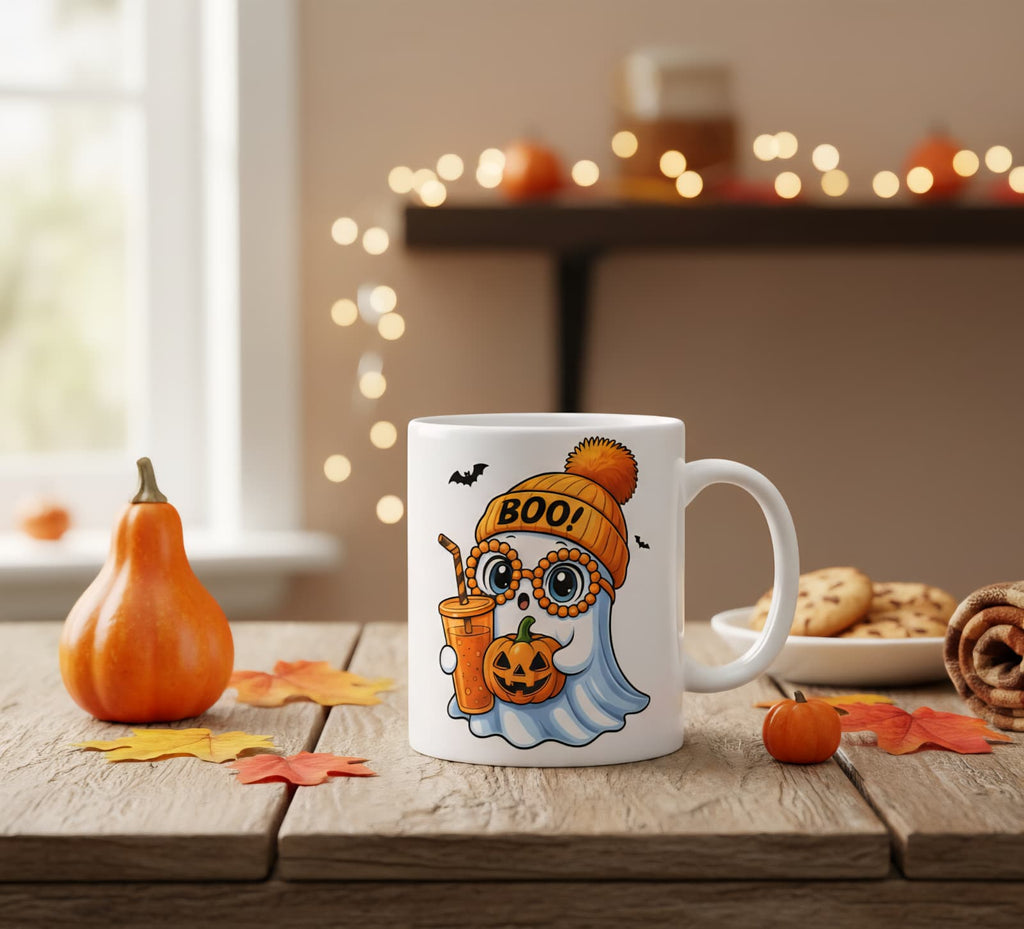 Spook-tacular Boo! Ghost Halloween Mug - Cute & Cozy Coffee Cup