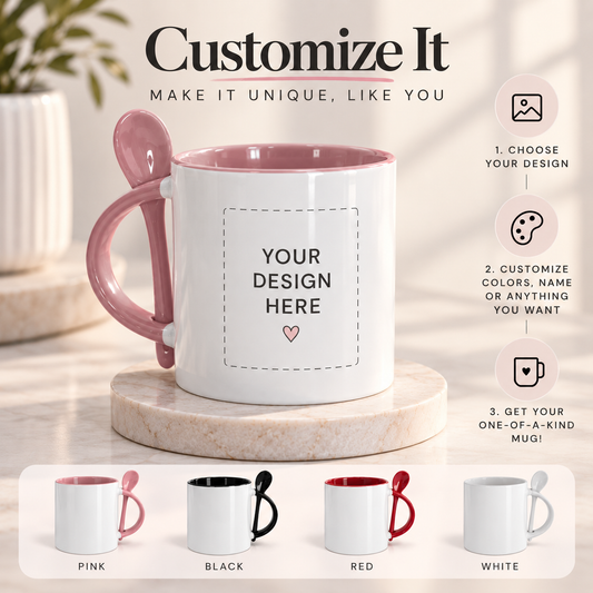 Custom Ceramic Mug & Spoon Set (11 oz)