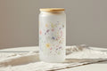 Floral Glass Tumbler with Bamboo Lid - 16 oz Sublimation Drinkware